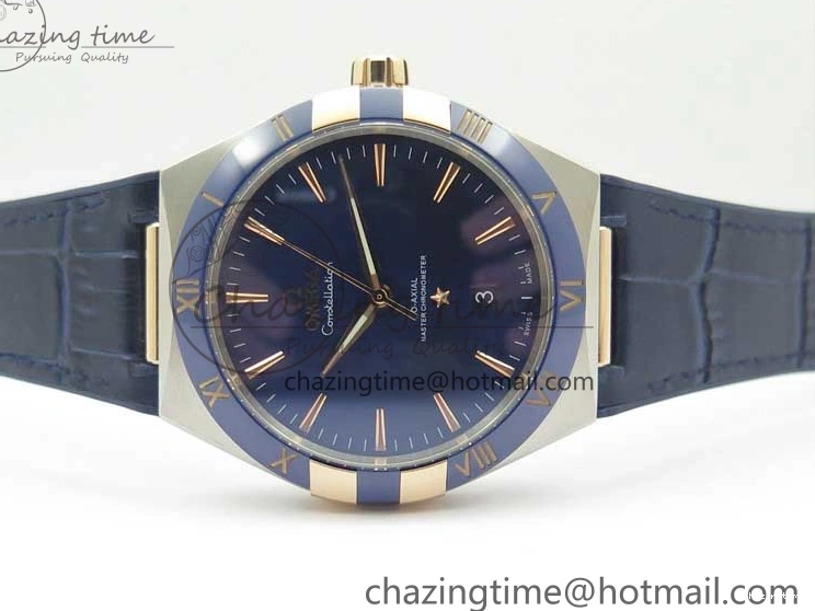 0409 Chic Constellation 131.33.41.21.03.001 SS RG TW Best Edition Blue Dial On Gummy Strap A 7872